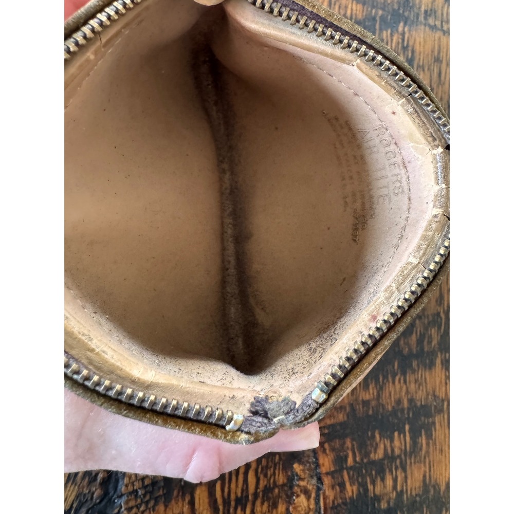 Rogers Air-Tite Vintage Tan Leather Tobacco Pouch Zippered Made in USA - Picture 3 of 4